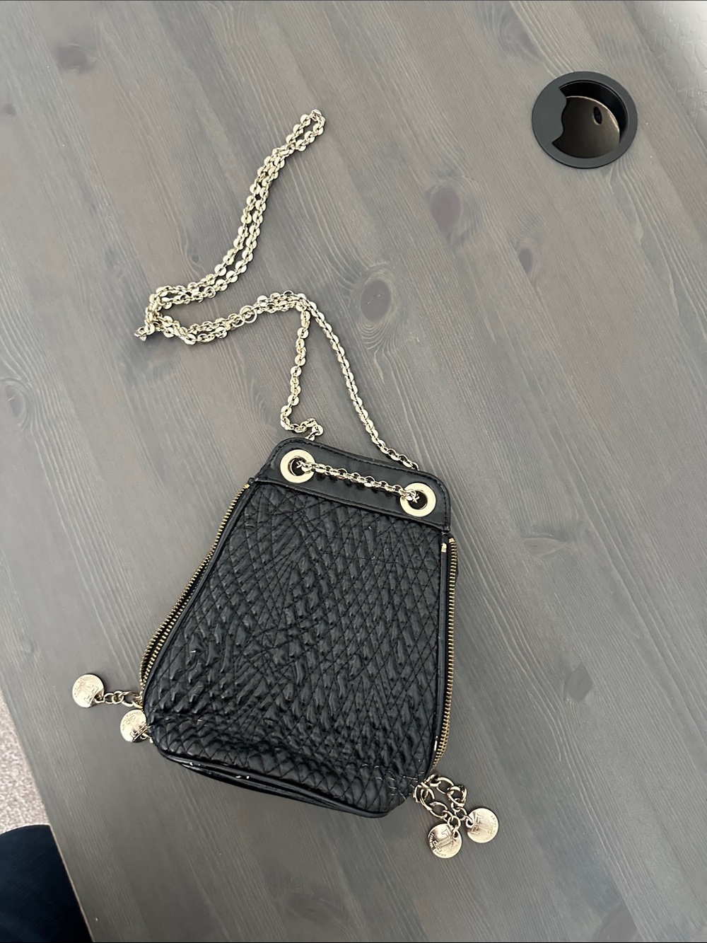 Ivanka Trump Black Quilted Chain Crossbody Bag with Gold Hardware